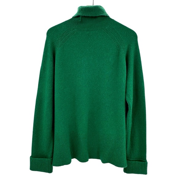J. Crew Side Slit Supersoft Turtleneck Sweater Solid Green Style H4131 | Large - Picture 3 of 10
